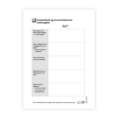 KRAP skema 12 Anderkendende og ressourcefokuseret undersøgelse fra søjle 1