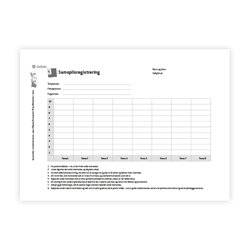 KRAP skema 3 Samspilsregistrering fra søjle 1