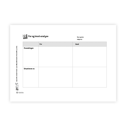 KRAP skema 27 For og imod-analysen fra søjle 2