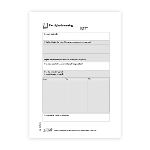 KRAP skema 40 Færdighedstræning fra søjle 3