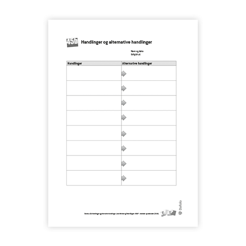 KRAP skema 45b Handlinger og alternative handlinger fra søjle 3